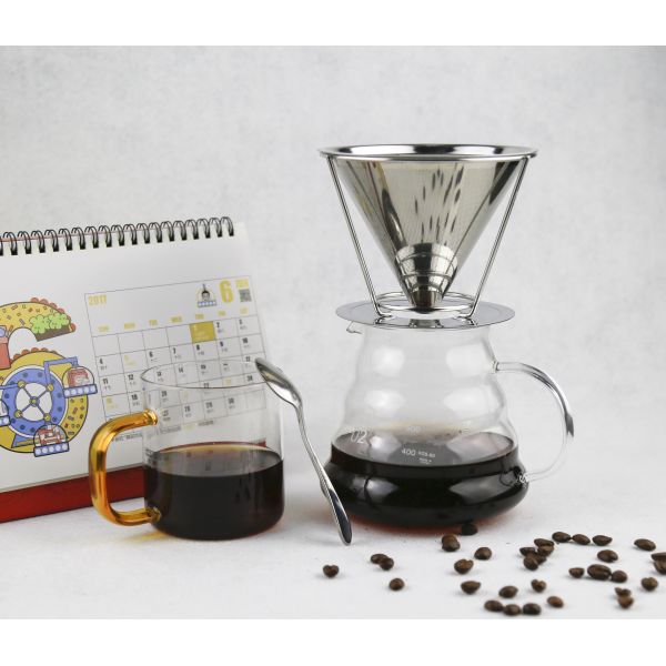 Stainless Steel Pour Over Coffee Maker Gift Set With Coffee Scoop