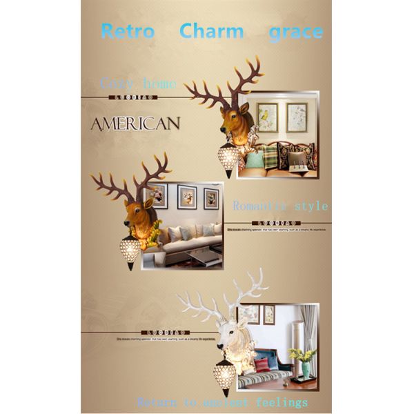 Durable Led Deer Head Wall Lamp Resin Glass Stag Head Wall Light Hand - Painted