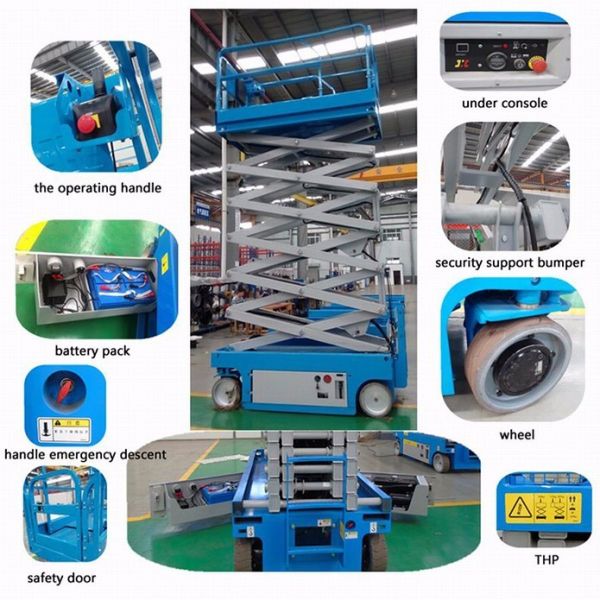 Tabela de elevação de tesoura hidráulica autopropulsada de 500 kg