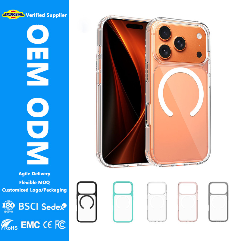 OEM ODM Custom Logo 2.0mm Thick Anti-Yellow TPU+PC Hybrid Clear Magnetic Phone Case for iPhone 18 17 16 15 Pro Max All Serie