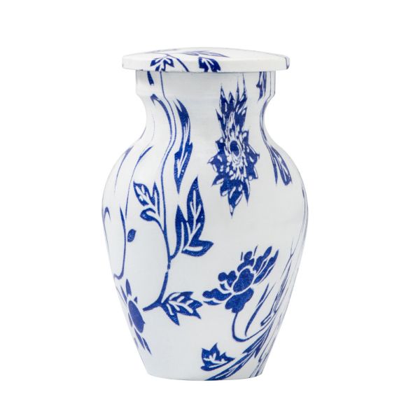 Pet Ashes Urn Blue Floral Design for Funeral Suppliers