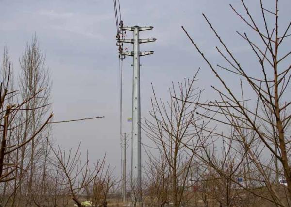 Hot Dip Galvanization Tubular Steel Tower For Power Transmission / Distribution