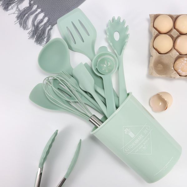 12pcs Kitchen Appliances Cooking Set with Non-stick and Durable Silicone Utensils