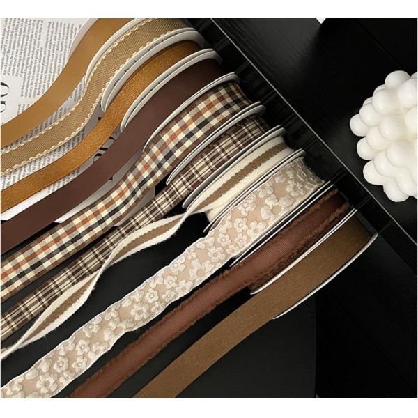 人工秋/冬マイラードシリーズリボンフラワーギフトストラップブーケDIYリボンフラワーアレンジメントギフト包装テープブラウン/カスタマイズされた色