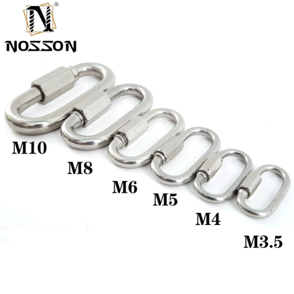3/8 Inch Quick Link Carabiners Highly Polished Stainless Steel Oval Locking Carabiners Heavy Duty Chain Link Connector