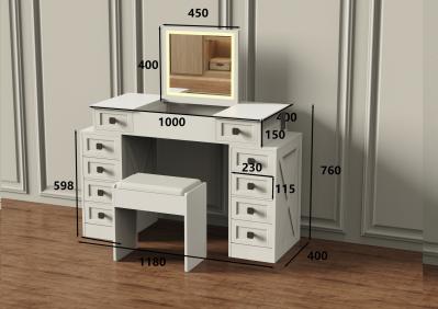 Nobel Style Wooden Makeup Dressing Tables Set With Flip-up Mirror