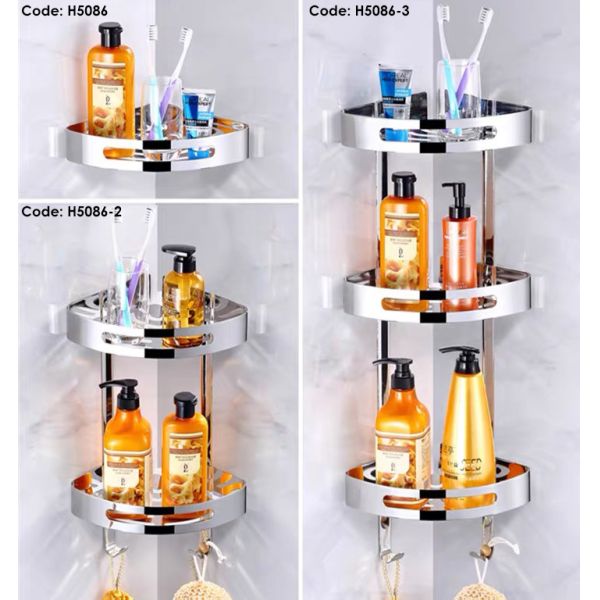 SUS304 Wall Mounted Bathroom Shelf , Mirror Polishing Stainless Steel Shampoo Holder