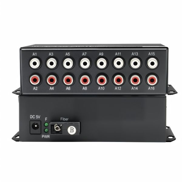 8 Channel Fiber Optic Extender Bidirectional RCA Audio Transceiver For Studio