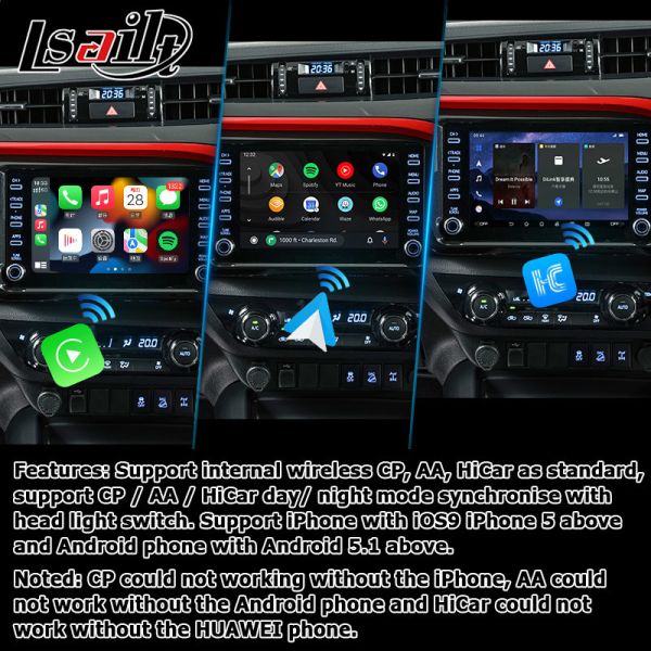 Toyota Hilux Android 13 multimedia video interface wireless carplay android auto touch 3