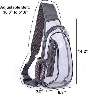 Clear Sling Bag, Stadium Approved Clear Bag, Transparent Chest Daypack for Hiking, Stadium or Concerts