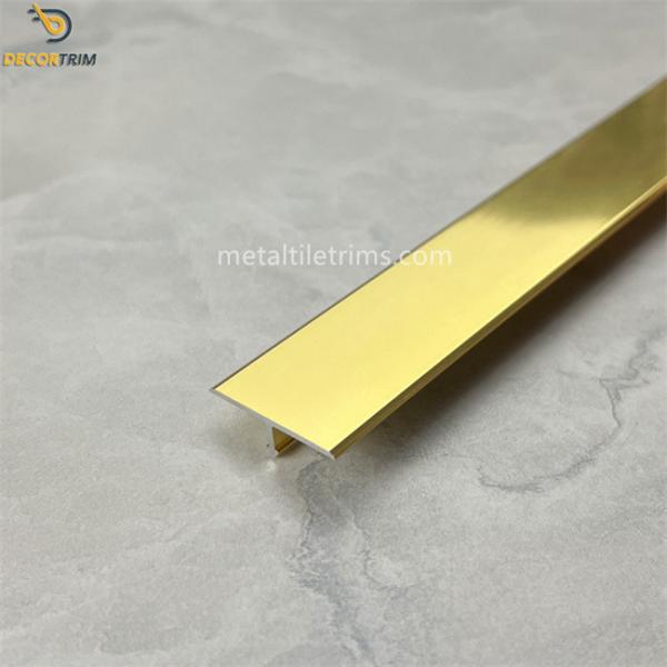Polish Gold 25mm Aluminium Tile Edge Trim T Molding Floor And Wall Divider Strip