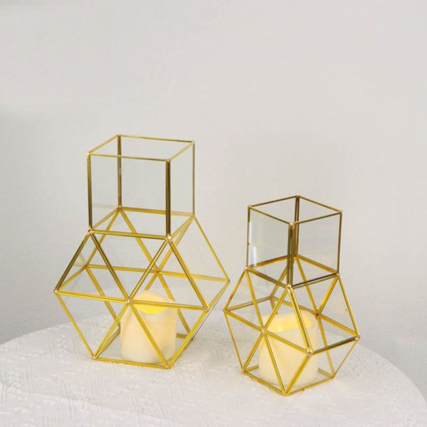 Glass greenhouse artifact creative bottle shape cooper decoration desktop storage candle lantern light cover
