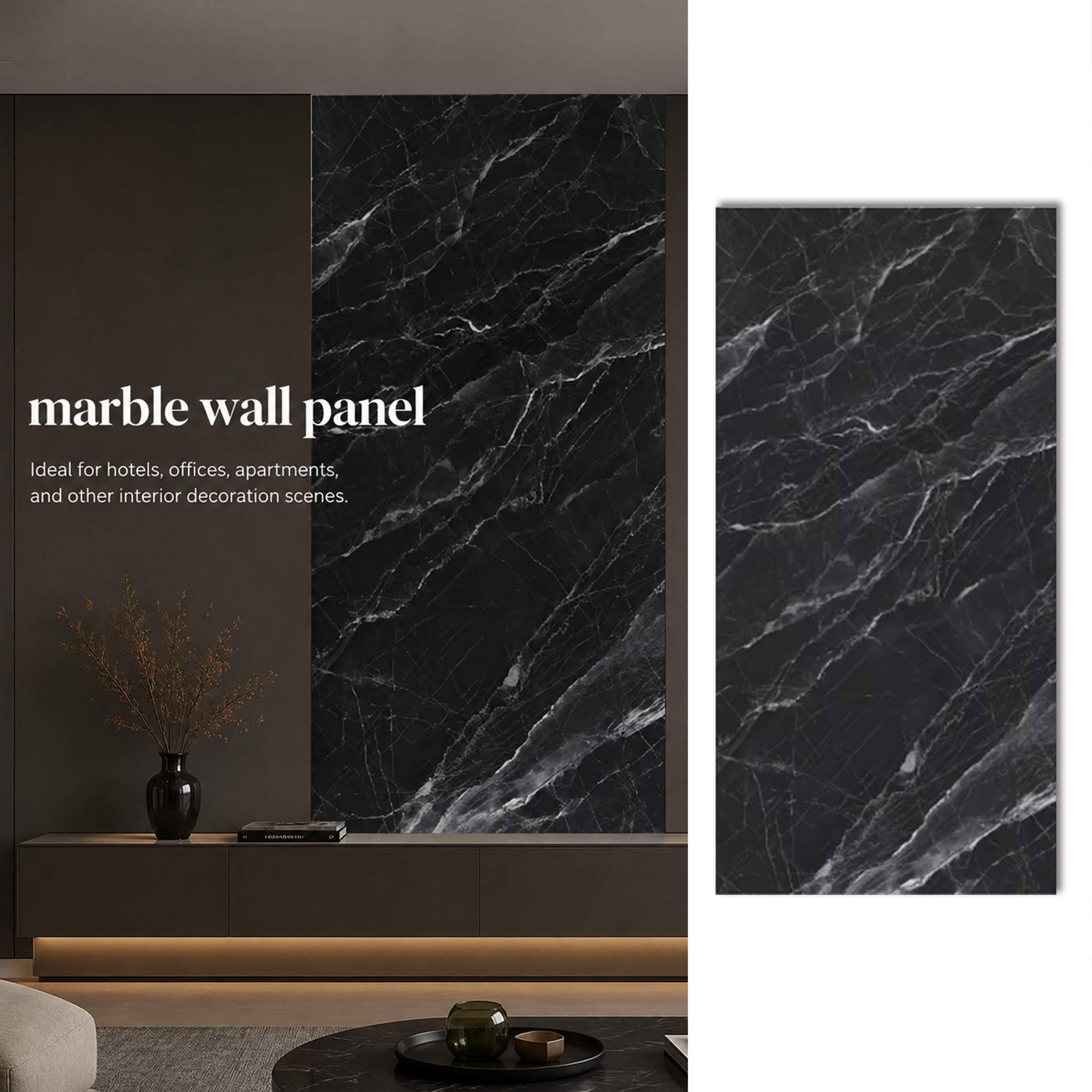 Marble Wall Panels Bamboo Charcoal Wood Veneer for TV Background Wall