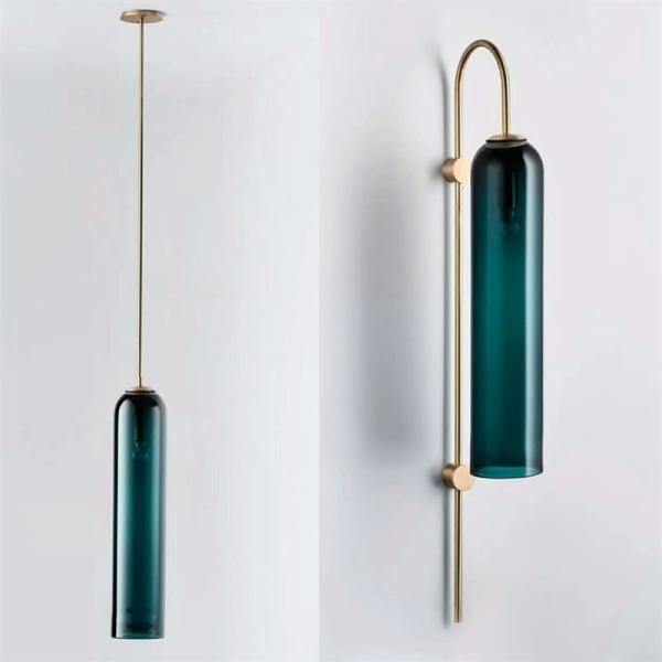 Creative Northern Europe tube Hotel prototype room glass blue wall lamp （WH-OR-50）