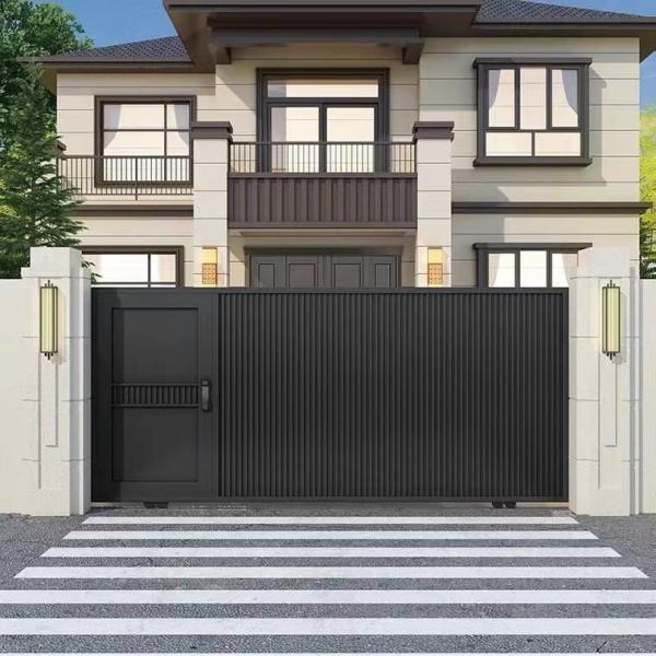 Outside Decoration Black Entrance Double Stainless Steel Door Wrought Iron Design Main Gate