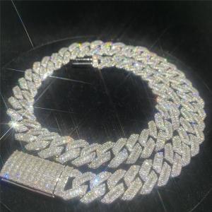 Dois Baguette real Cuban Link das fileiras VVS Moissanite Cuban Link Miami