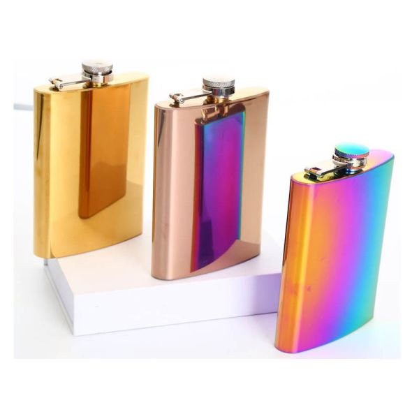 Colorful Kitchen Household Items 8oz Small Whiskey Flask Electroplated Seven Color