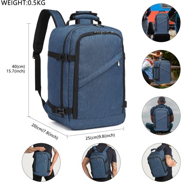 Navy Lightweight Daypack for Flight 20L Carry on Airplane Approved Under Seat Travel Bag