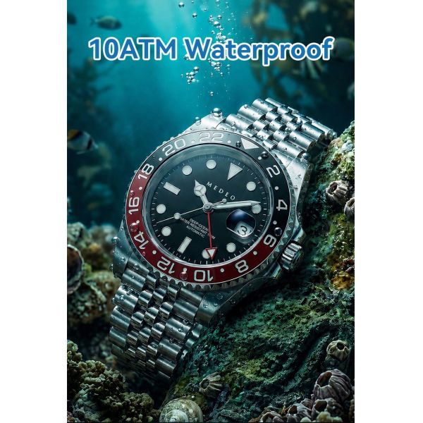 Vanguard Meridian GMT: 40mm Luxury Mechanical Steel Watch