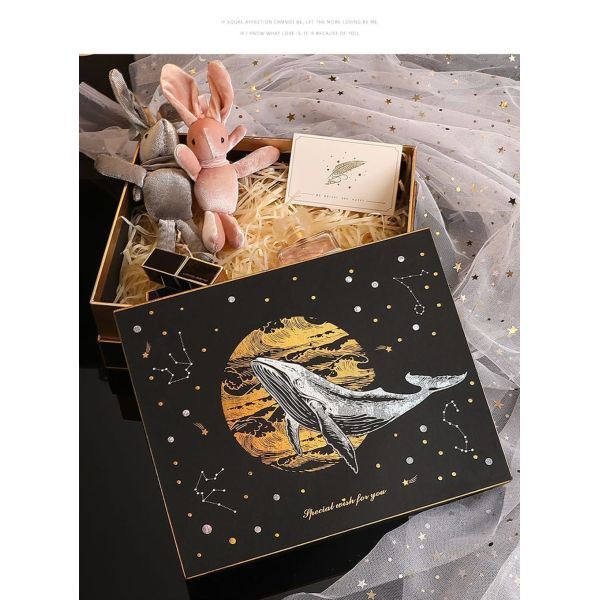 Custom Rigid Shoulder Box , 2 Piece Boxes With Shredded Paper 29*21*9.5cm