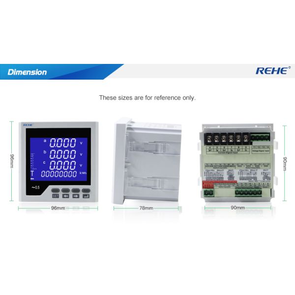 Display Simple Operation Intelligent Blue LCD Display 96*96mmThree Phase Multi-function Meter RH-3D3Y