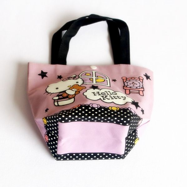 Cartoon Printing Gift Reusable Polyester Shopping Bags With Handle Recycled