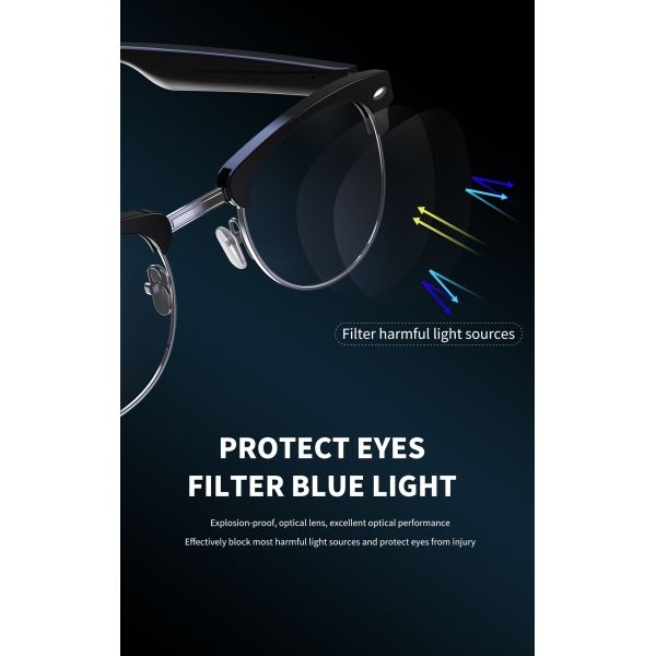 Nylon TR90 Frame UV400 Lens Bluetooth Smart Glasses For Outdoor Cycling