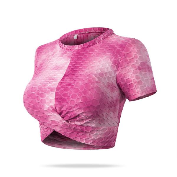 Parte superior curto colhida 260g da colheita do exercício da luva da camisa do T das mulheres de BSCI