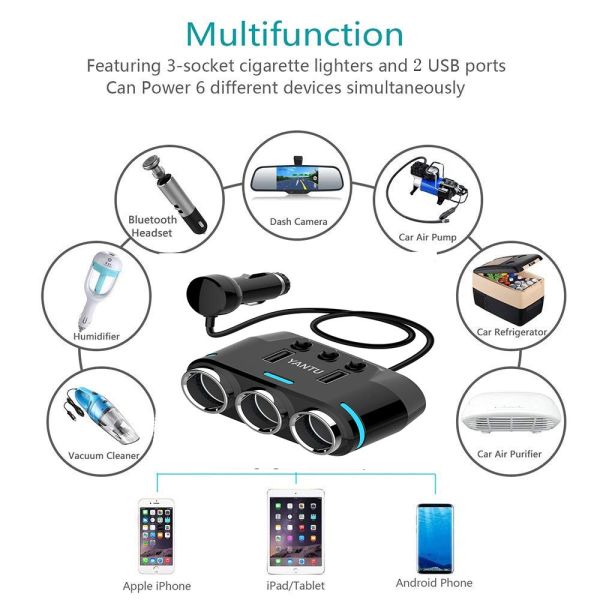 2008-2021 Year YANTU B39 Wired Car Cigarette Lighter Adapter with -Chic Design Style