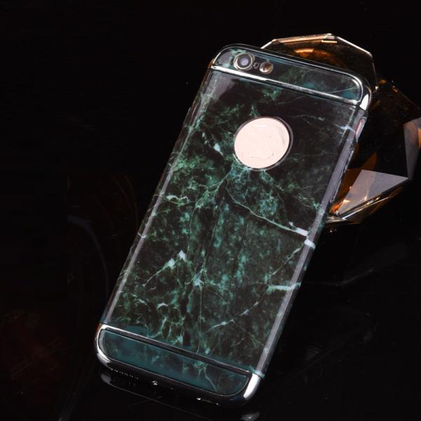 Hard PC 3 in 1 Plating Border Marble Lines Back Cover Cell Phone Case For iPhone 7 7 Plus 6 6s Plus