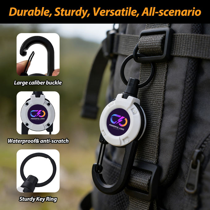 Outdoor Retractable Keychain Sublimation Blank Retractable Badge Reel Holder For Outdoor Climbing