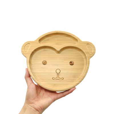 Divided Feeding Bamboo Suction Baby Plates EN71 Certificated With 4 Sections