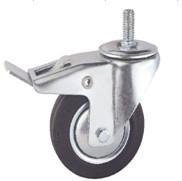 5 inch threaded stem casters with brakes industrial rubber casters