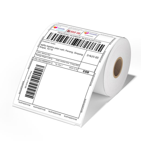 Pressure Sensitive Glassine Thermal Label Roll / Fanfold White / Yellow / Blue