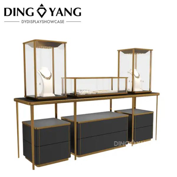 Современная модная стеклянная выставка ювелирные изделия витрина ювелирные изделия приставка с светодиодными фонарями