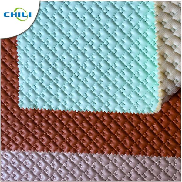 Водоустойчивая кожаная ткань драпирования, чернит выстеганную синтетику ткани винила искусственную