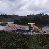 Grand moissonneur de plantes aquatiques avec moteur diesel pour la récolte des mauvaises herbes aquatiques