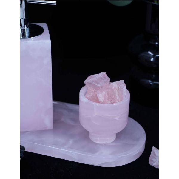 Jade Pink Marble Serving Tray Polished Long Lasting Marble Jewelry Plate