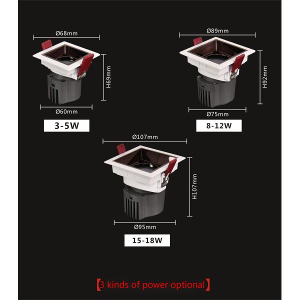 ROHS 3-5W LED Square Bathroom Spotlights 3000K 4000K For Living Room