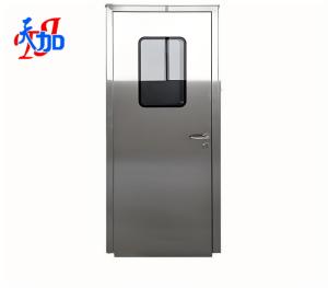 Single-person stainless steel cleanroom door with visual window closer with