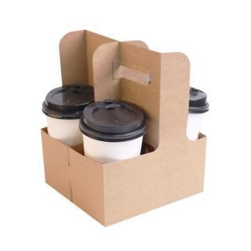 Hot Drink Cup Tray with Handle Disposable Chinese Manufacture Paper Cup Holder