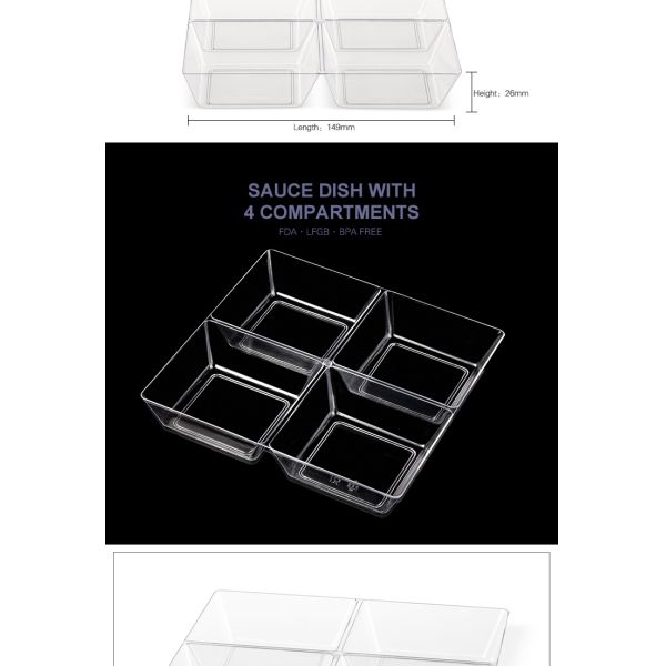 BPA free disposable plastic candy 4-compartment wheat straw containers for dessert