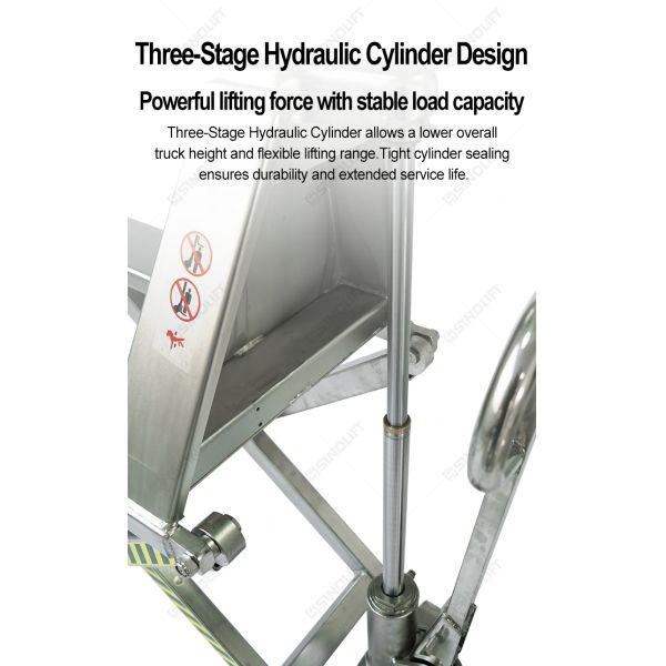 Sinolift Stainless Steel High Lift Hydraulic Pallet Truck HLT15S-II for Corrosion-Resistant Material Handling