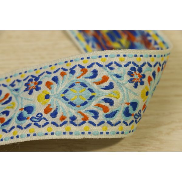 Matériel tissé décoratif de polyester de largeur de la sangle 40mm de jacquard