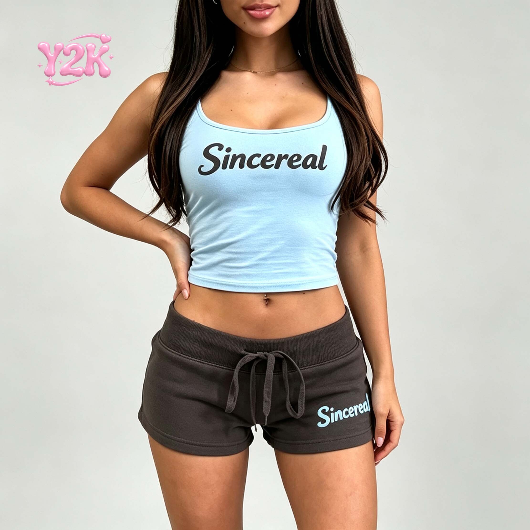 Custom Light Blue Tank Top Slim Fit Casual Women Vest Top