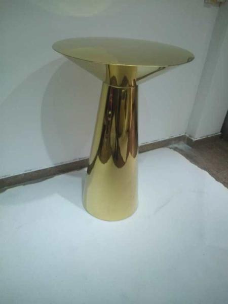 Contemporary design Round Gold stainless steel High Bistro table Pub table for hotel Club Cafe