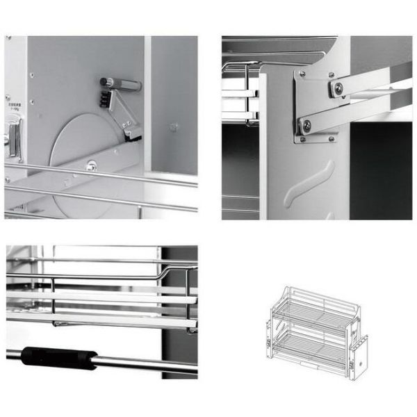 Soft Stop Kitchen Pull Out Basket Storage Lift Basket Elevator Pull Down Suspension Basket