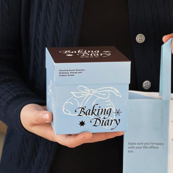 Folding Custom Packaging Boxes 15x10x10cm 10x10x10cm Rectangular Cake Packaging Box