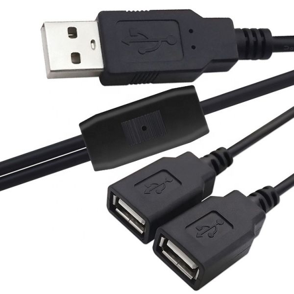 1m  2m 1 Male to 2 Female Y Shape USB Splitter Cable for Charging