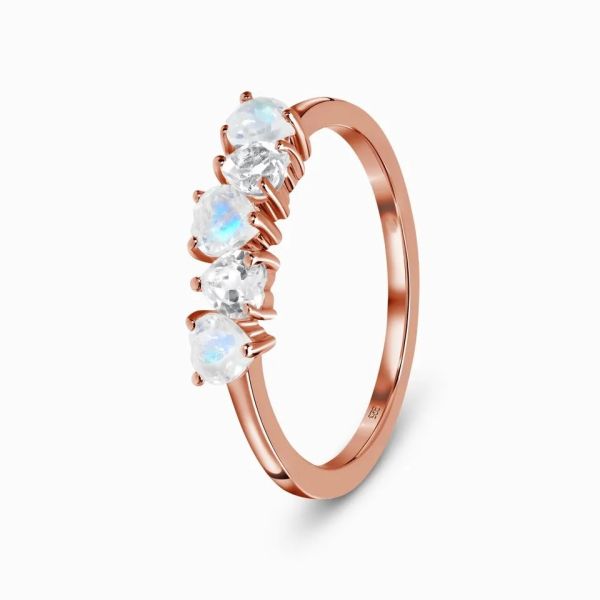 Ультрамодное кольцо для лакомства драгоценных камней формы сердца кольца Moonstone женщин 925 стерлингового серебряного соответствуя штабелирующ кольцо